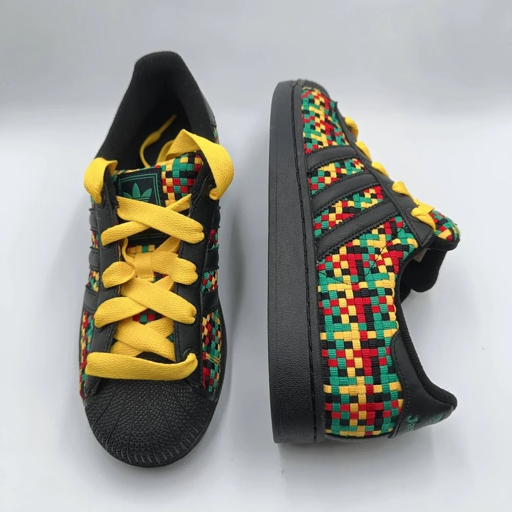 Unisex Sz M6.5/W7.5 Adidas Sneakers Superstar II Bob Marley Jamaica Black IH9785